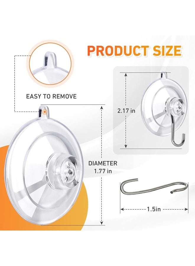 Suction Cup Hooks 12Pack - Max Load 10LB, 1.77Inch Clear Small Suction Cups, No Trace, Reusable & Removable Suction Cup with Stainless Steel Hooks, for Tile Glass Window Shower Kitchen Bathroom - Image 2